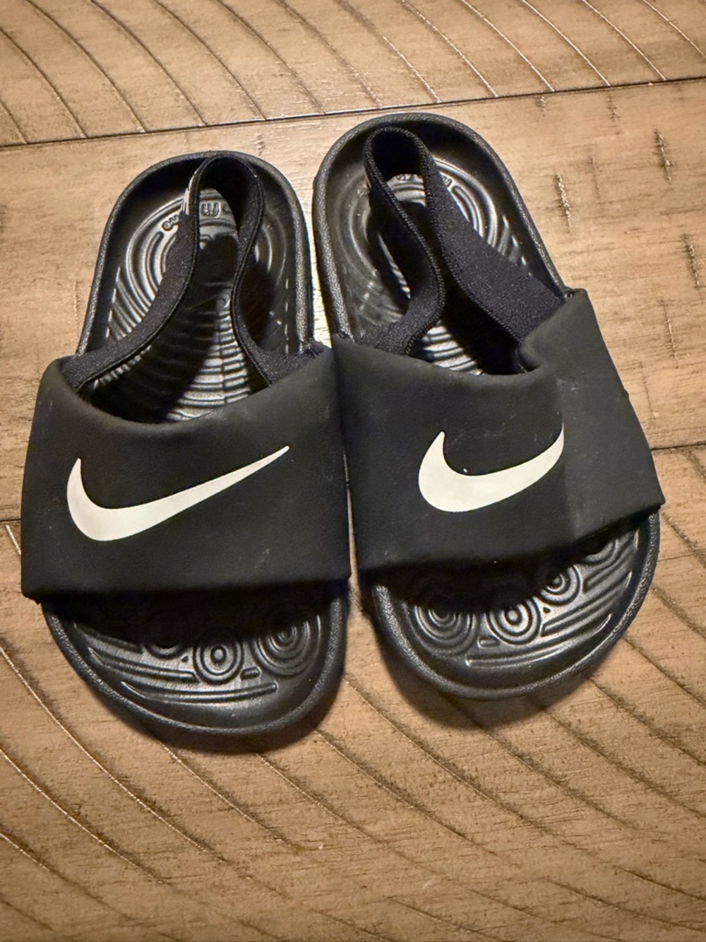 Nike Black Kids Slide Sandals with White Swoosh